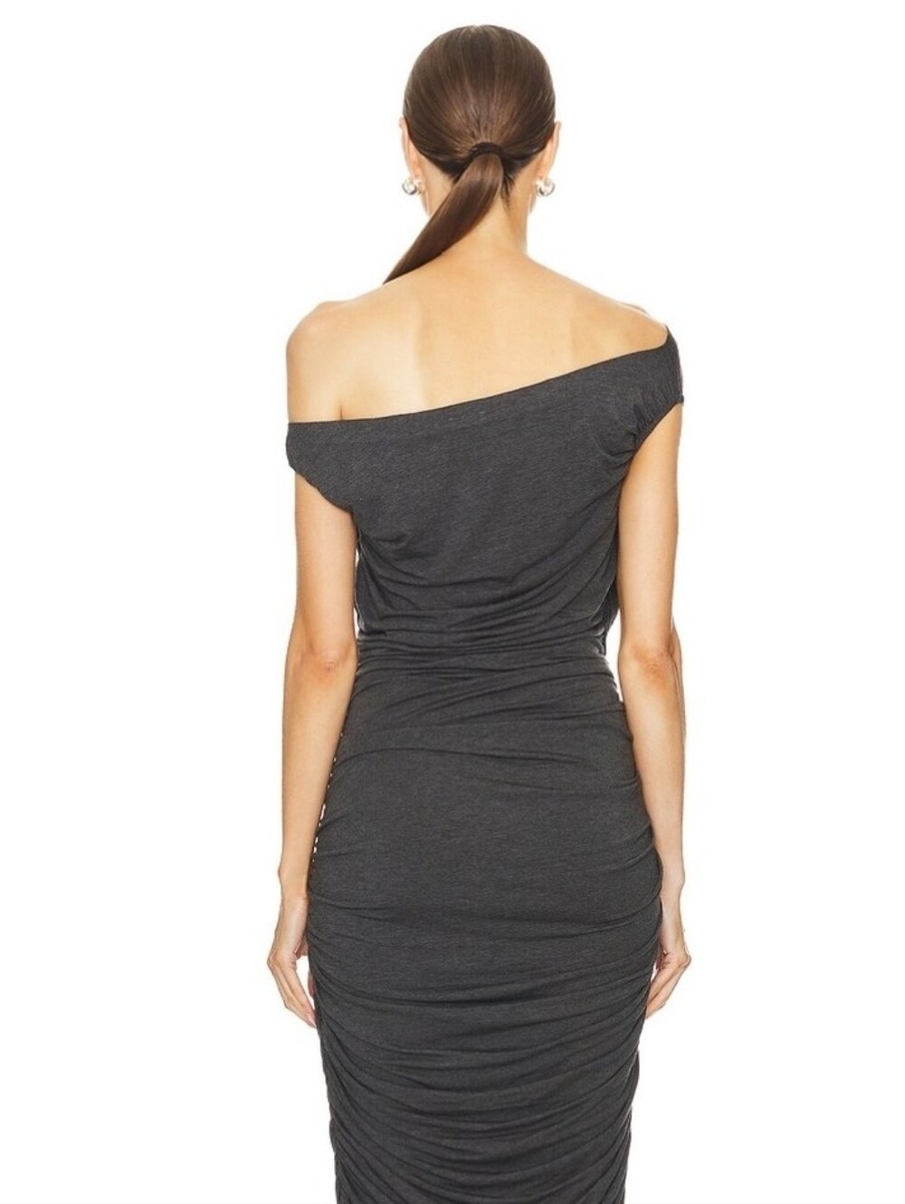 Forever 21 Charcoal Gray One-Shoulder Ruched Dress‎